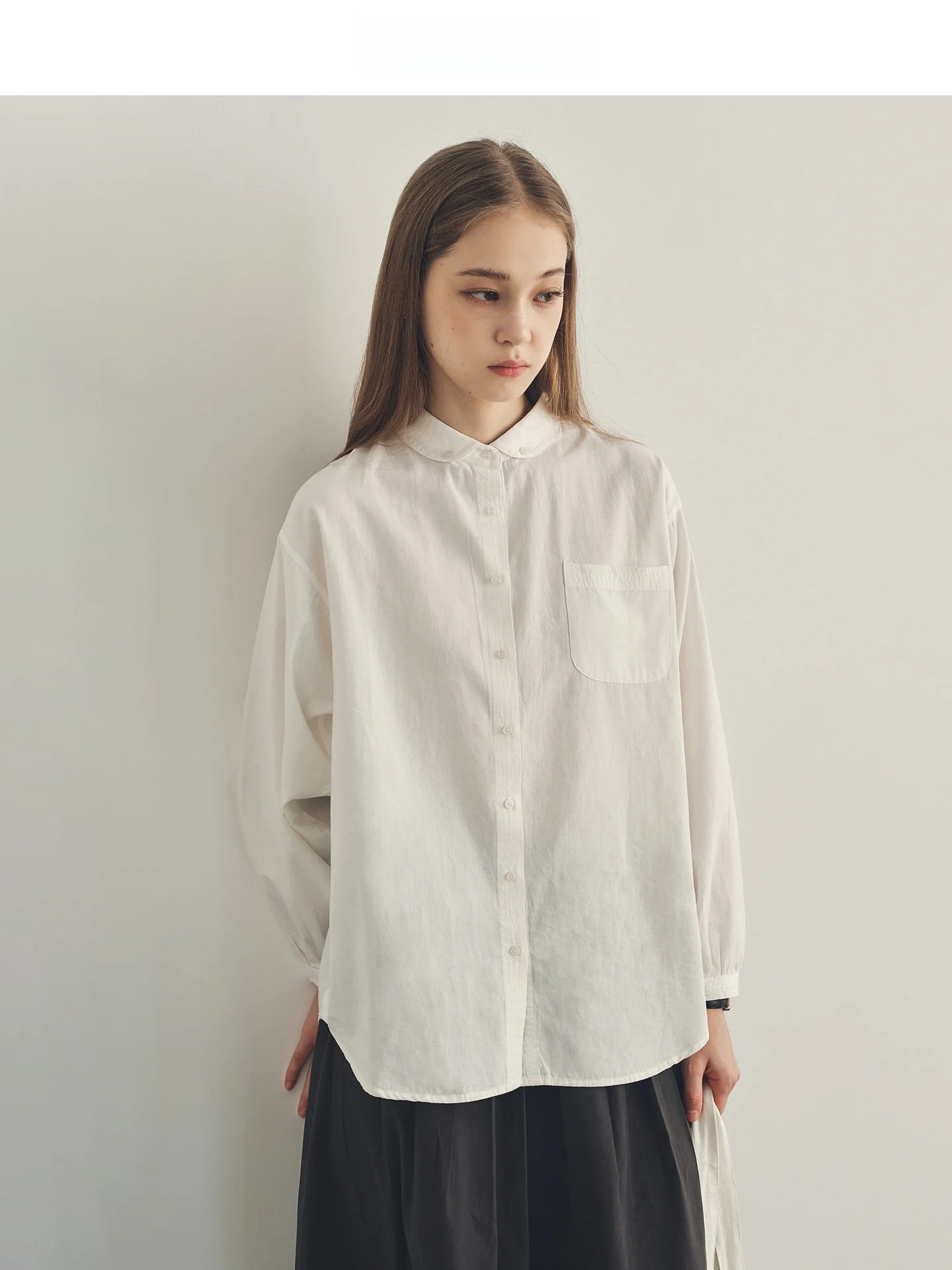 

Ele Layered Faion Long Sve Cotton irt 00% хлопок свободного кроя Gentlewoman Sle дышащие удобные женские irt