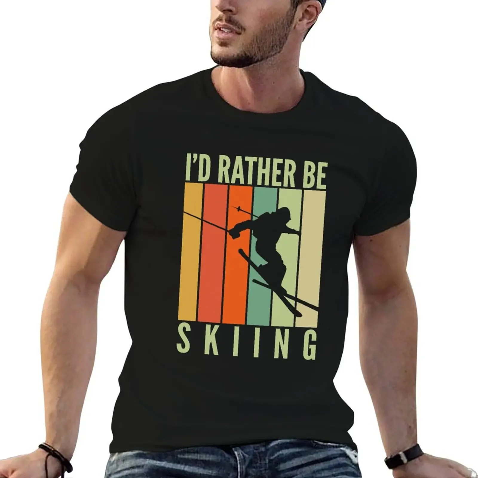 

I'd Rather Be Skiing Winter Sport T-Shirt graphic t shirts vintage t shirts mens fashion