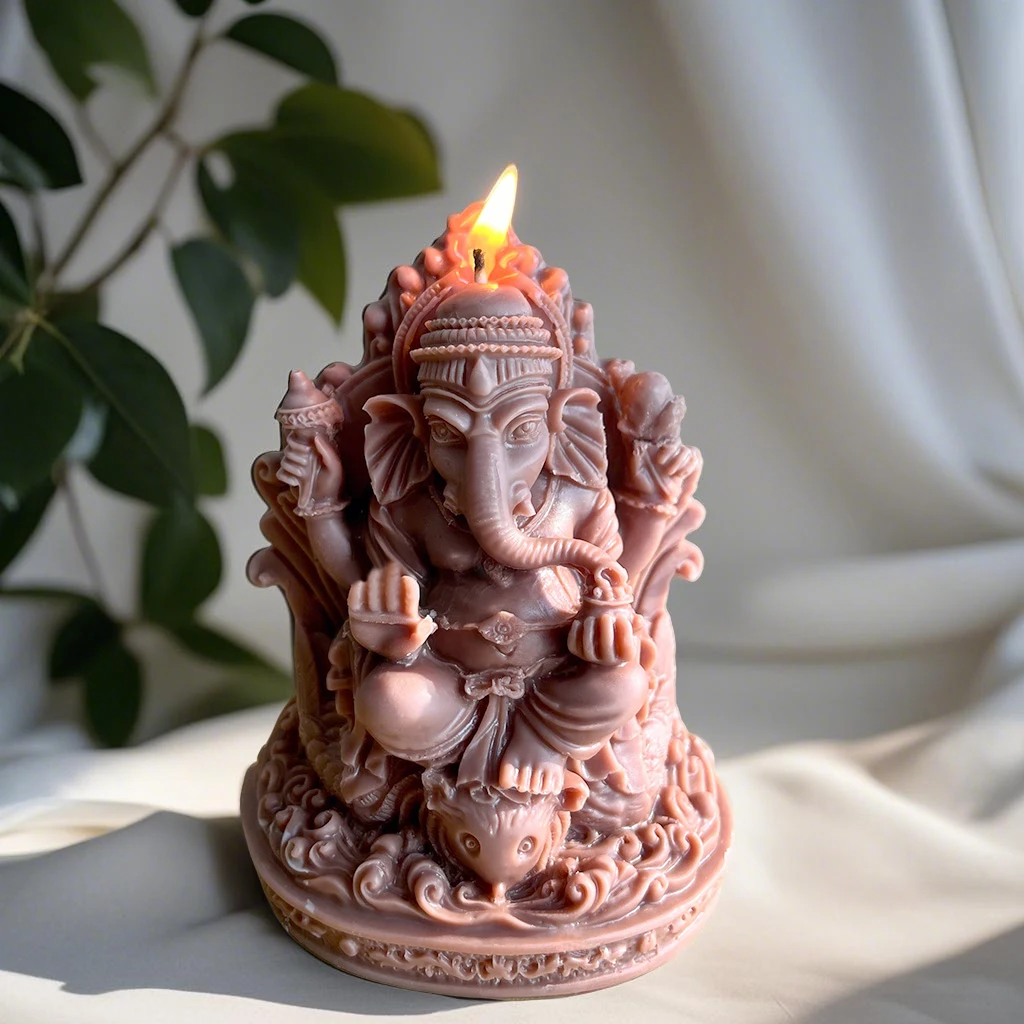 

DIY индийский слон багажник Бог форма для свечи ручной работы гипсовая смола Ганеша силиконовая форма украшения дома ремесла изготовление формы