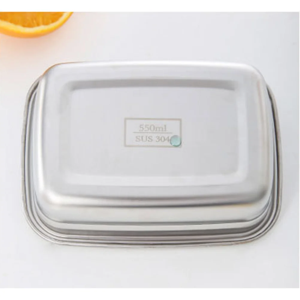 

2Pcs Stainless Steel Food Carrier Bento Lunch Box Sealing Lid Portable Container Picnic School Work Use Green 850ml 350ml