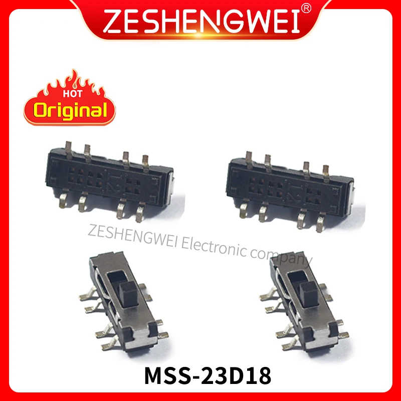 20PCS MSS23D18 MSS-23D18 8PIN 2P3T DPTT toggle switch side slide switches handle 4mm