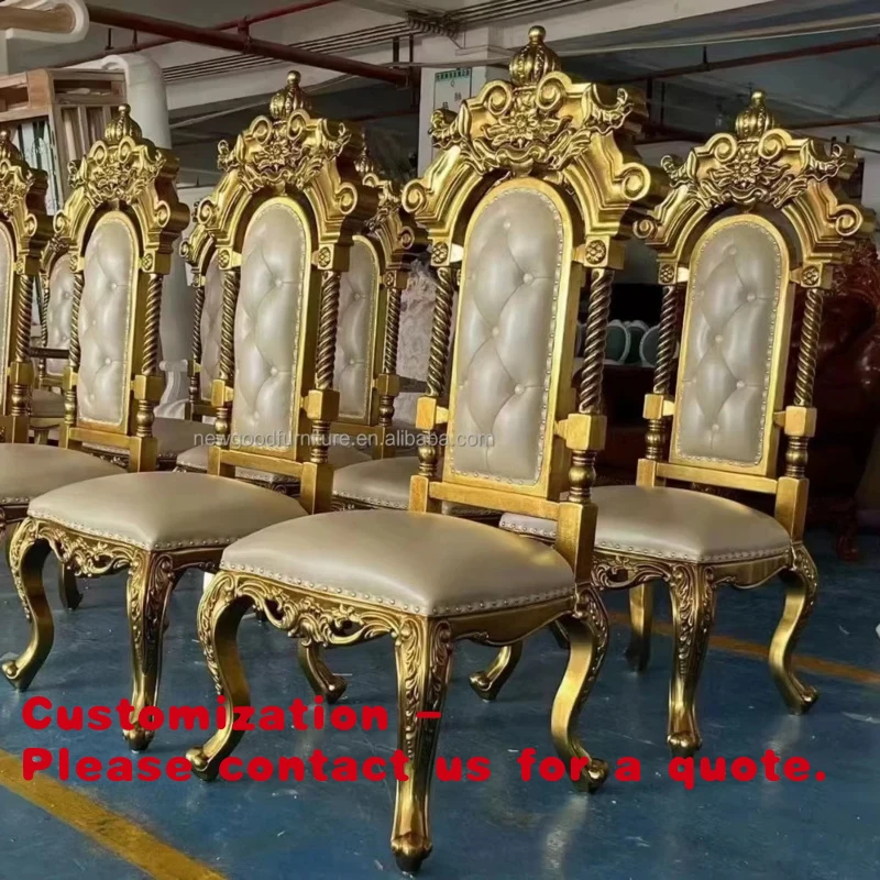 custom.Royal Event Luxury Chesterfield Wood Sofa White and Gold Throne Chair Wedding Living Room Hotels Halls Apartments