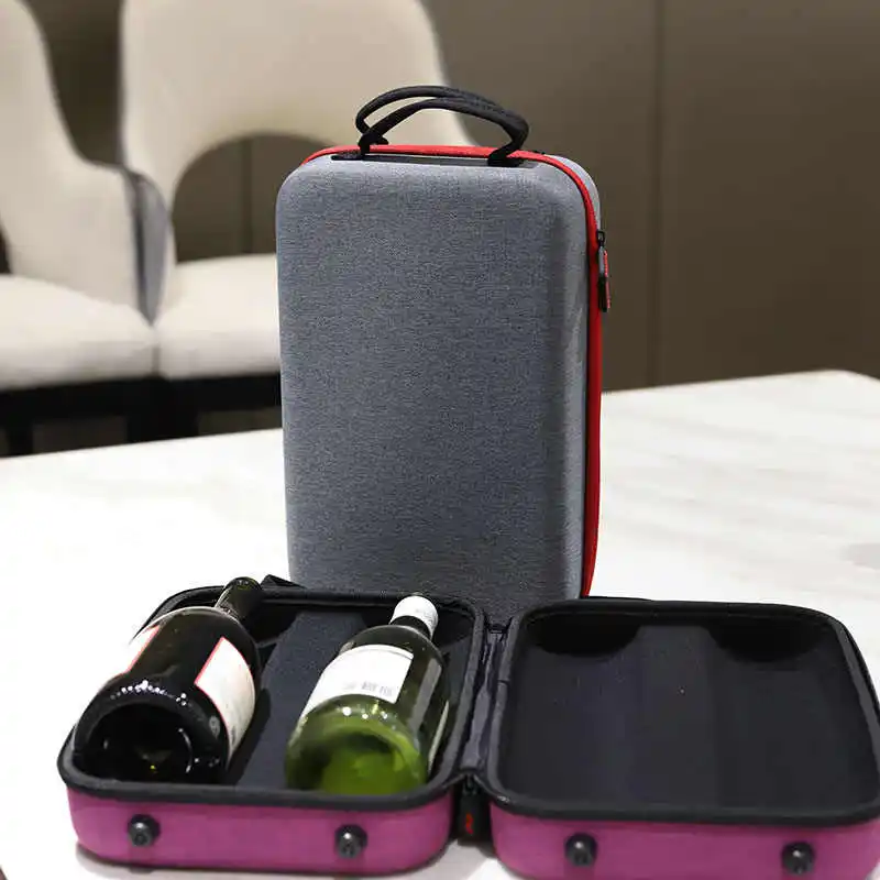 Outdoor Red Wine Bottle Storage Bag High-end Gift Box Red Wine Portable Packaging Empty Box 2 Pieces Protective Box