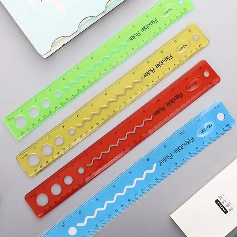 W89C 30cm Soft Flexible Ruler Multicolor Mesure Straight Rulers Office School Suppli