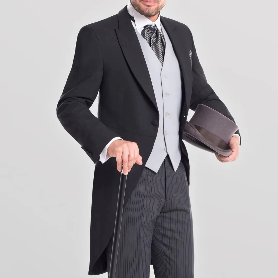 

Мужской костюм из 3 предметов: черный, с одной пуговицей, в полоску, брюки для свадьбы, банкета, вечеринки, деловых встреч, работы, офиса, комплект смокинга (пиджак, жилет, брюки)