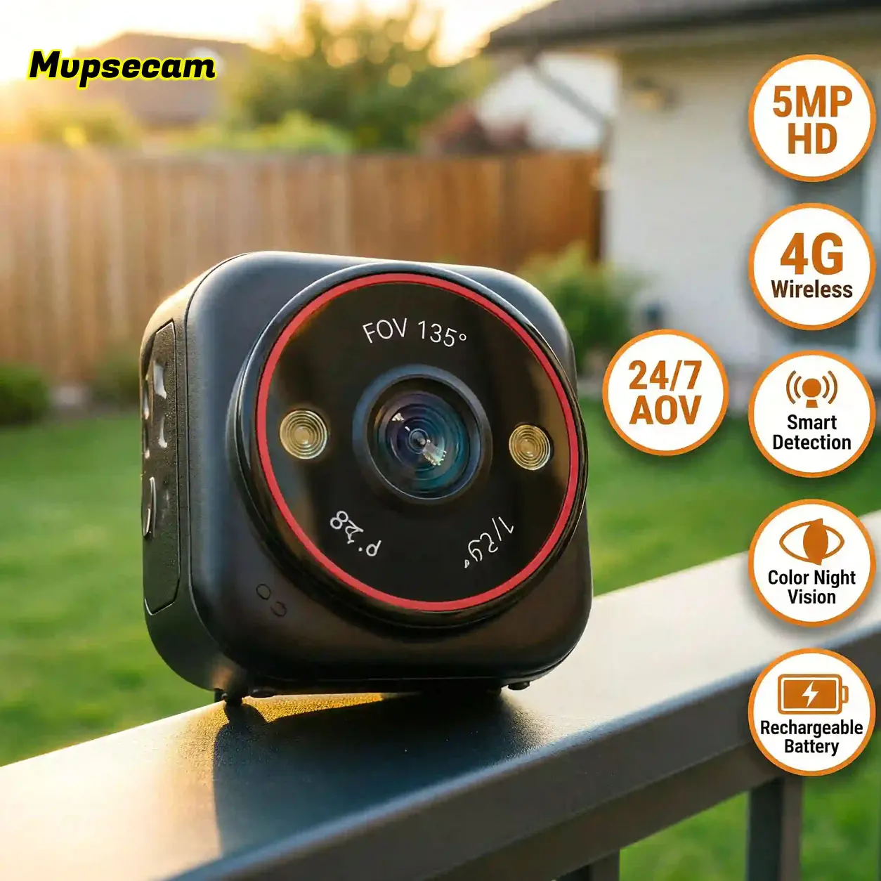 Mini AOV 5MP 4G Camera with Magnetic Pocket Design Color Night Vision AI Human Detection 24 Hours Recording for Outdoor and Pets