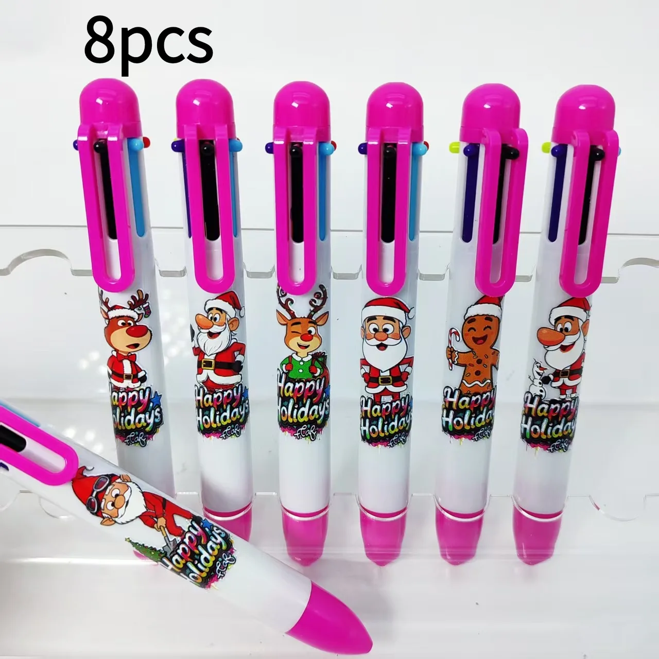 Bolígrafo de la serie de Papá Noel, bolígrafo de regalo con tema de vacaciones felices, papelería para firma de escritura para estudiantes, 8 Uds./14 Uds.