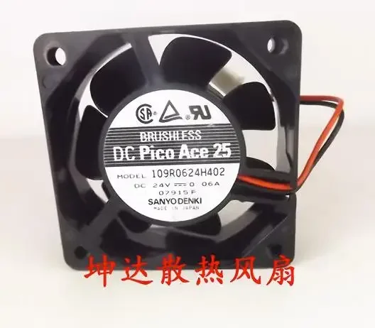 

Оригинальный новый вентилятор для процессора Sanyo 109R0624H402 6 см 6025 дюйма 24 В 0,06a 60*60*25 мм