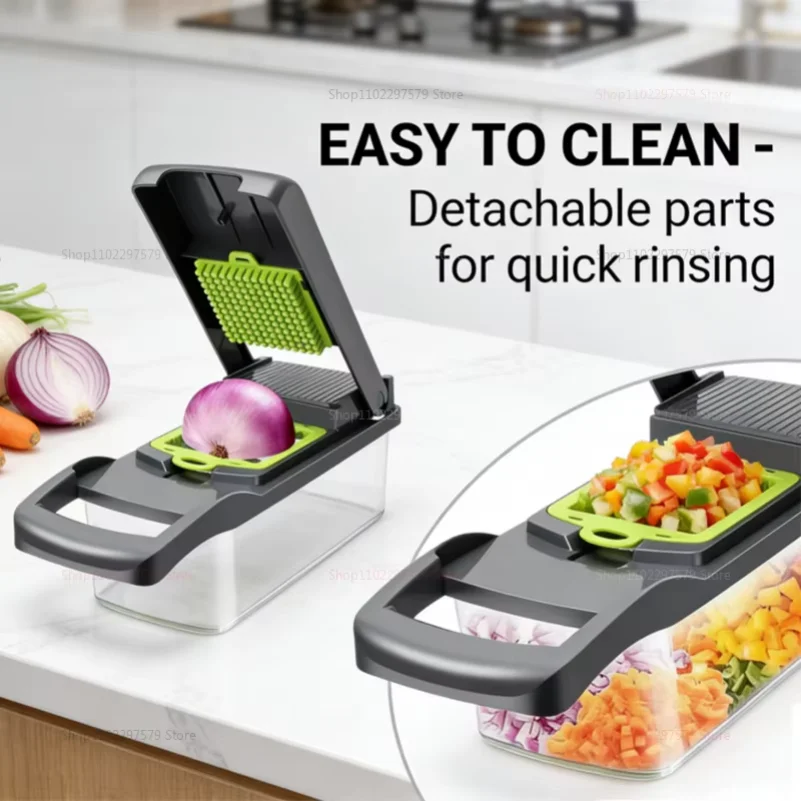 14/16 Pcs Vegetable Chopper Set Food Processor Onion Potato Slicer Dicer Grater Kitchen Fruit Vegetable Cutter with Handle
