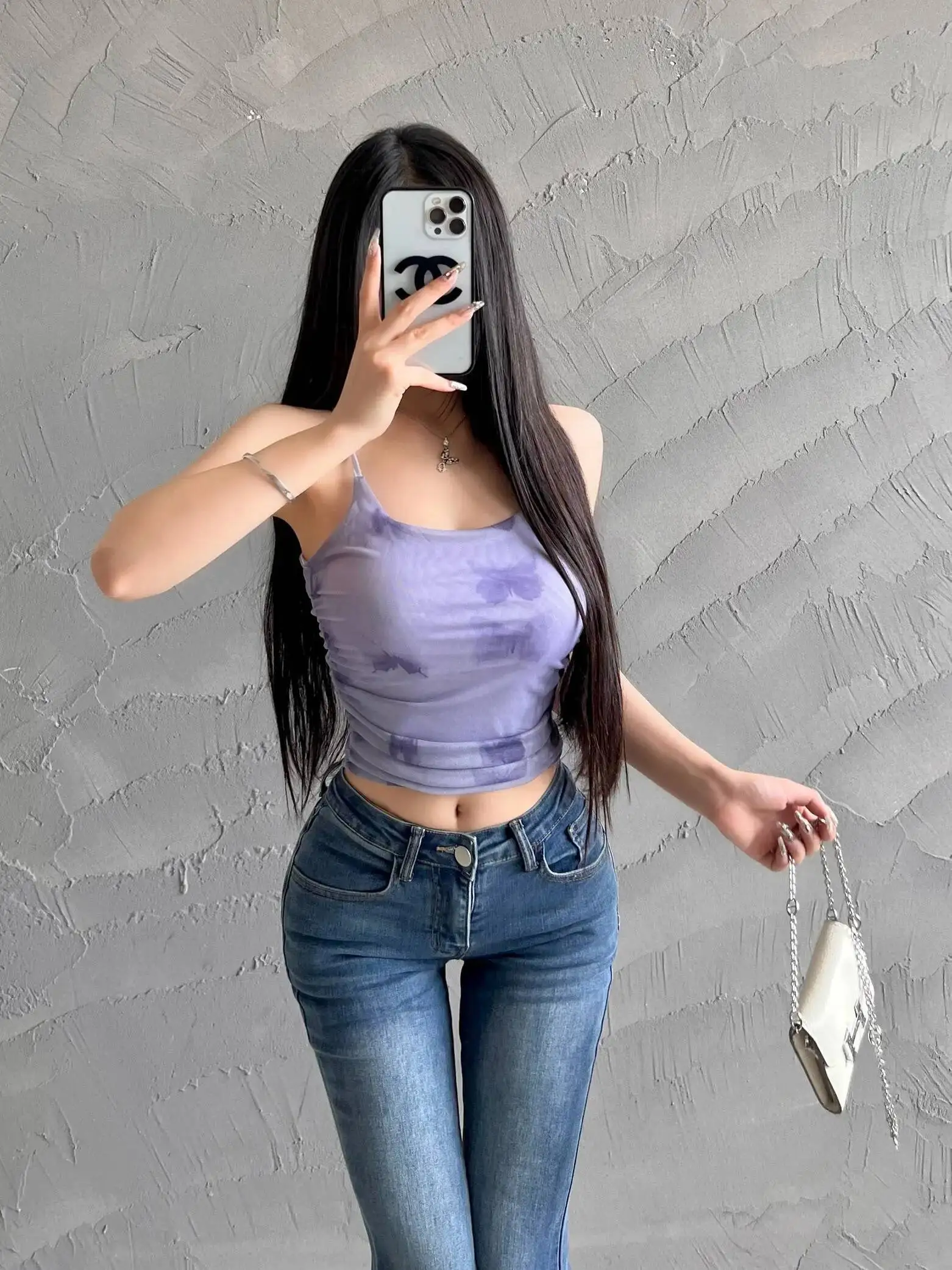 Elastic Mesh Artistic Oil Painting Style Camisole For Women Irregular Design Wearing Vest Top For Women Tank Tops B188