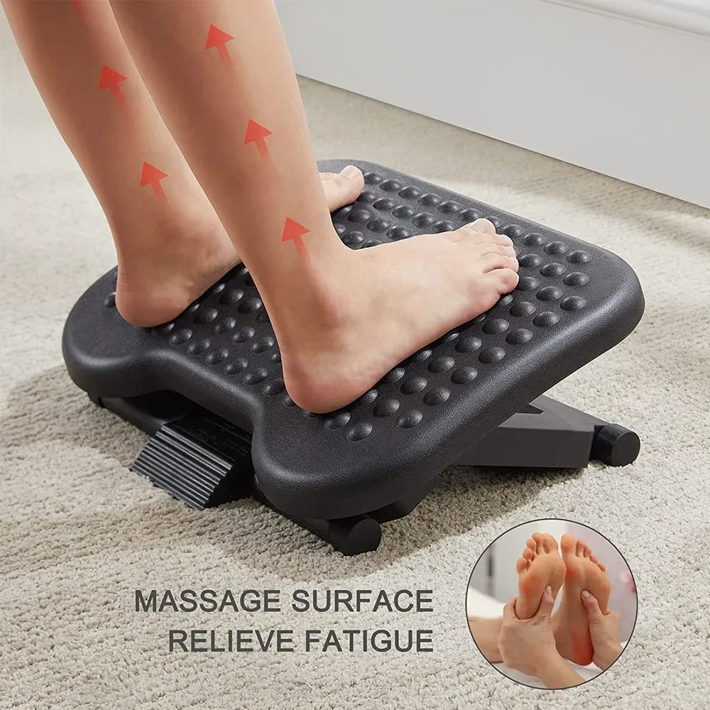 Foot Rest for Under Desk At Work, Ergonomic Adjustable Foot Rest with Massage Texture Board, Under Desk Foot Stool Office, Home