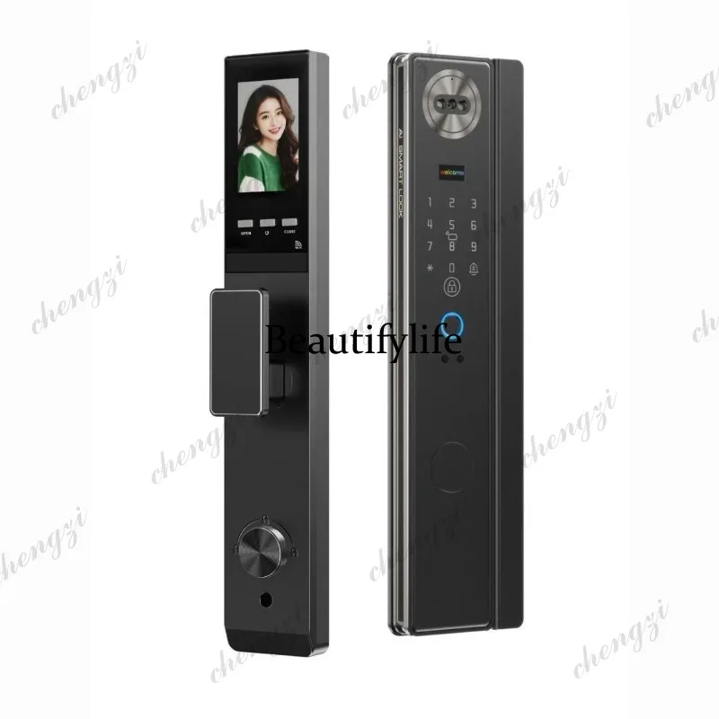 Intelligent automatic door lock fingerprint visual electronic cat eye password facial recognition anti-theft door