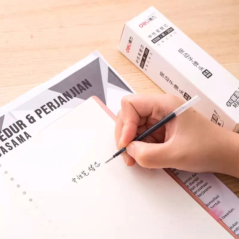 20Pcs/Box Deli S206 Neutral Refill Gel Pen Cartridge 0.5mm Push Button Replacement Core Black Red Blue Dark Blue Ink Refill