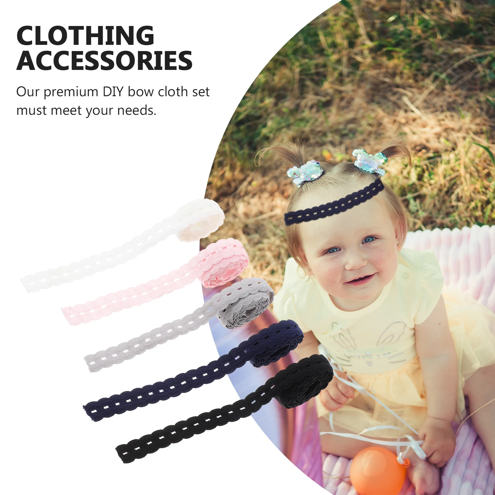 

5pcs Elastic B DIY Lace Baby Hairb Props High Quality Comfortable Texture Sewing Lingerie Underwear Ribbon Decorate