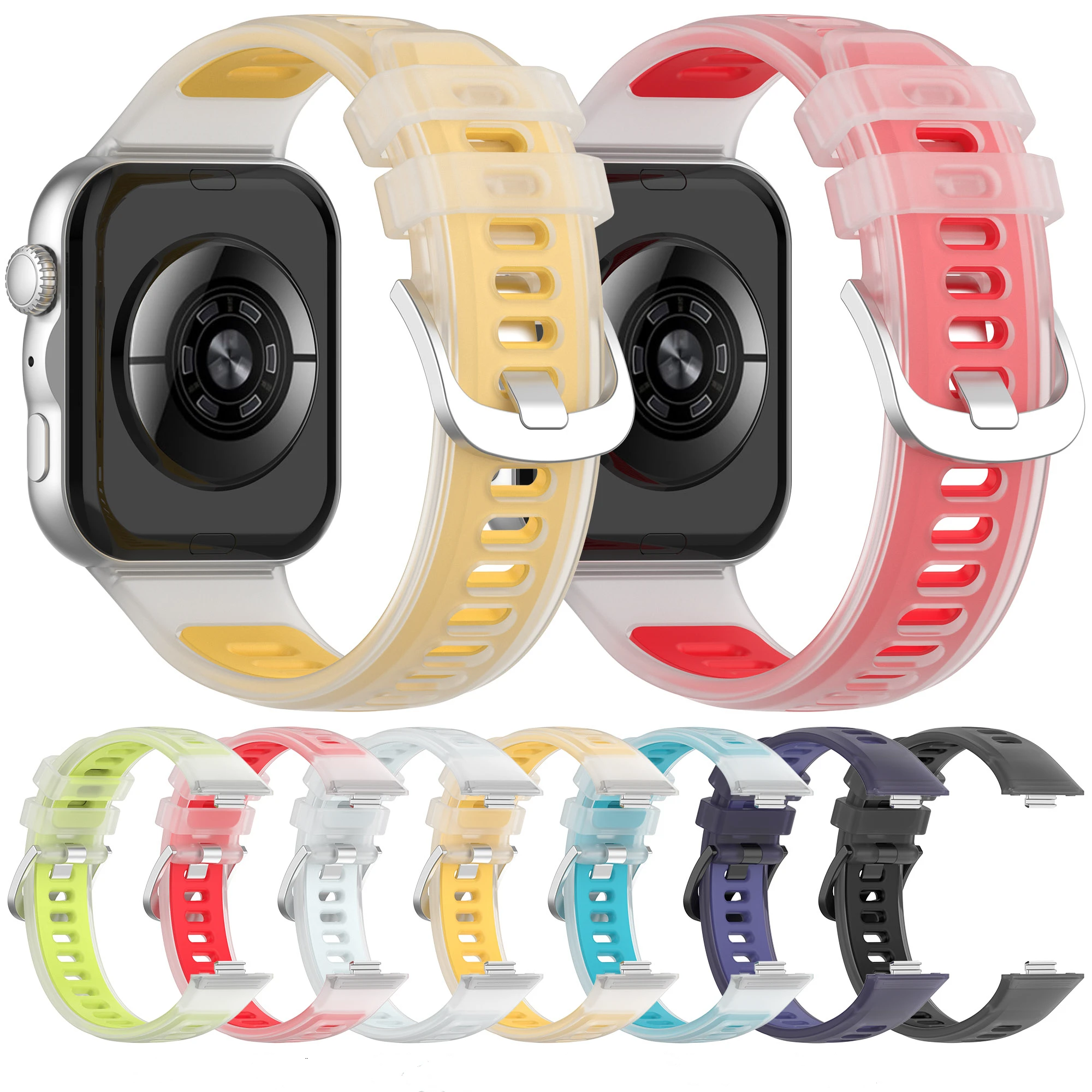 Armband für Huawei Watch Fit 5/5Pro/3/4/4Pro, weiches Silikonarmband mit Klebstoff, Zubehör für Huawei Watch Fit3/Fit 4/4Pro/5/5Pro.