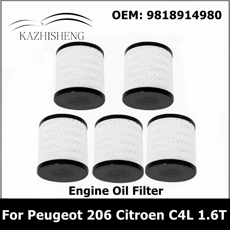 5Pcs 9818914980 1109CK 1109AH Engine Oil Filter For Peugeot 307 206 408 3008 Citroen C4L 1.6T Mini 11427622446 R55 R56 R57