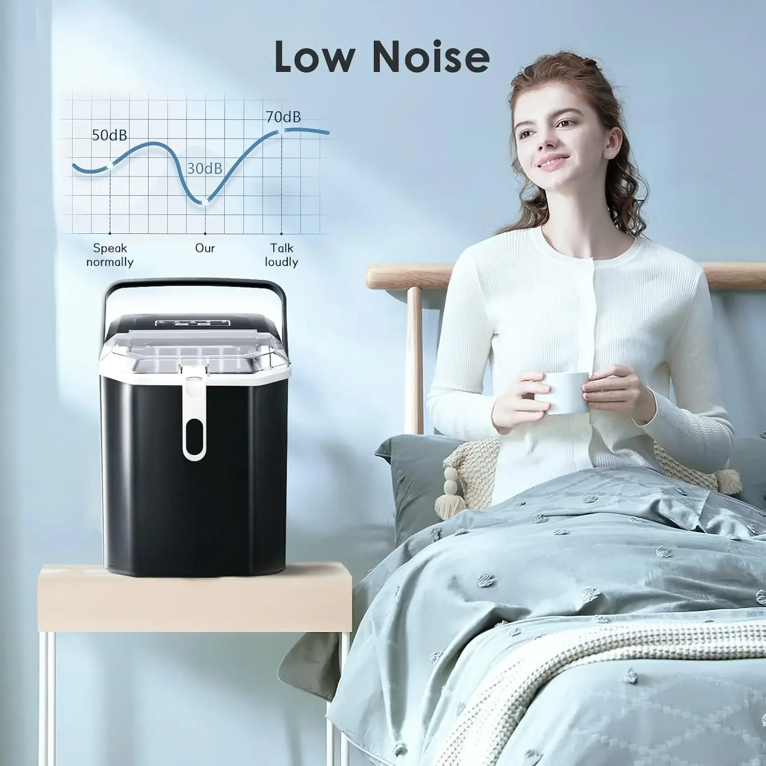 Small, Efficient Ice Maker for Countertop Use, Self-Cleaning Portable Ice Maker Machine with 26Lbs/24H Production Capacity, 9 Ic