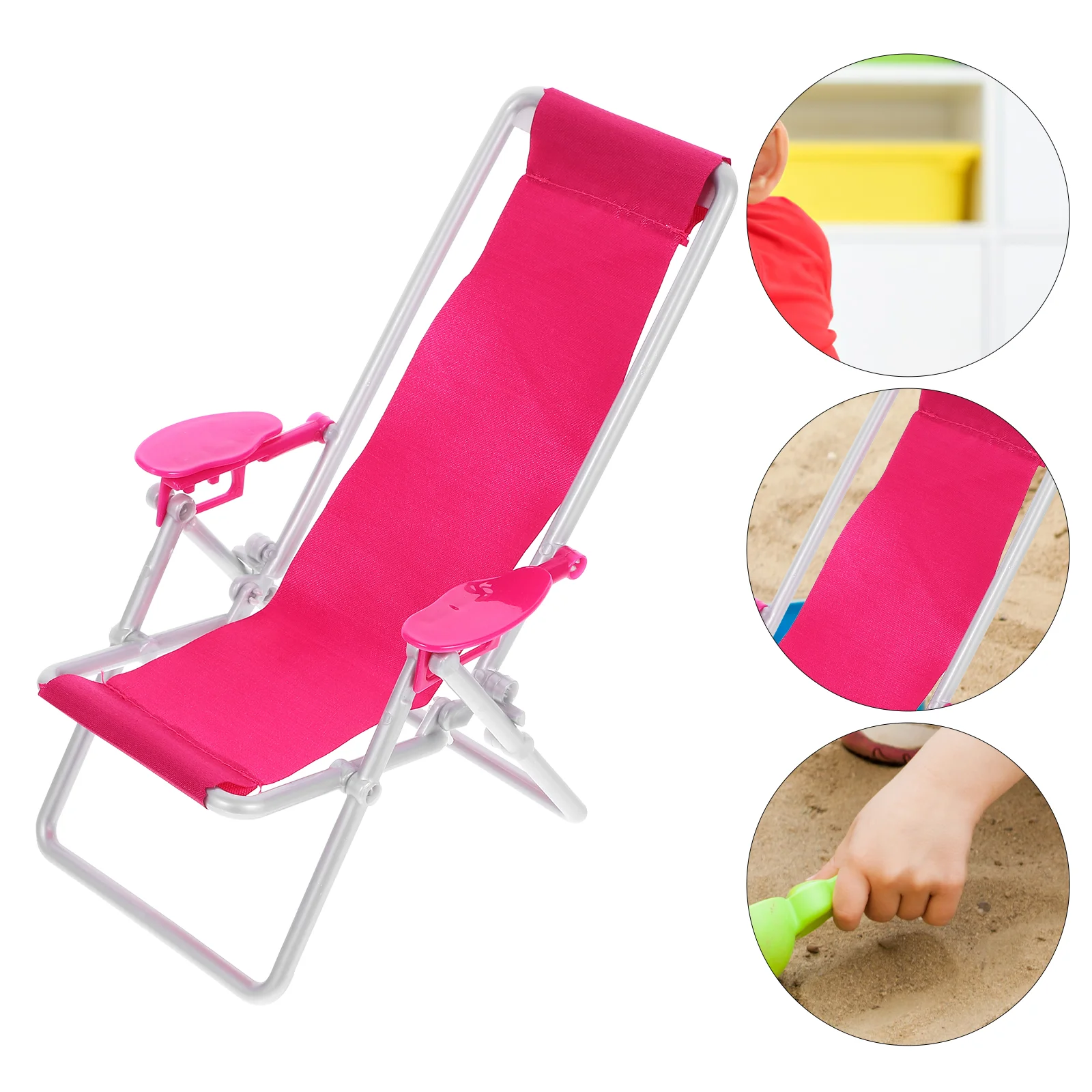 

Mini Deck Chair Toy Oxford Cloth Small Simulation Adjustable Folding Beach Chair Toy for Home Model House Accessories