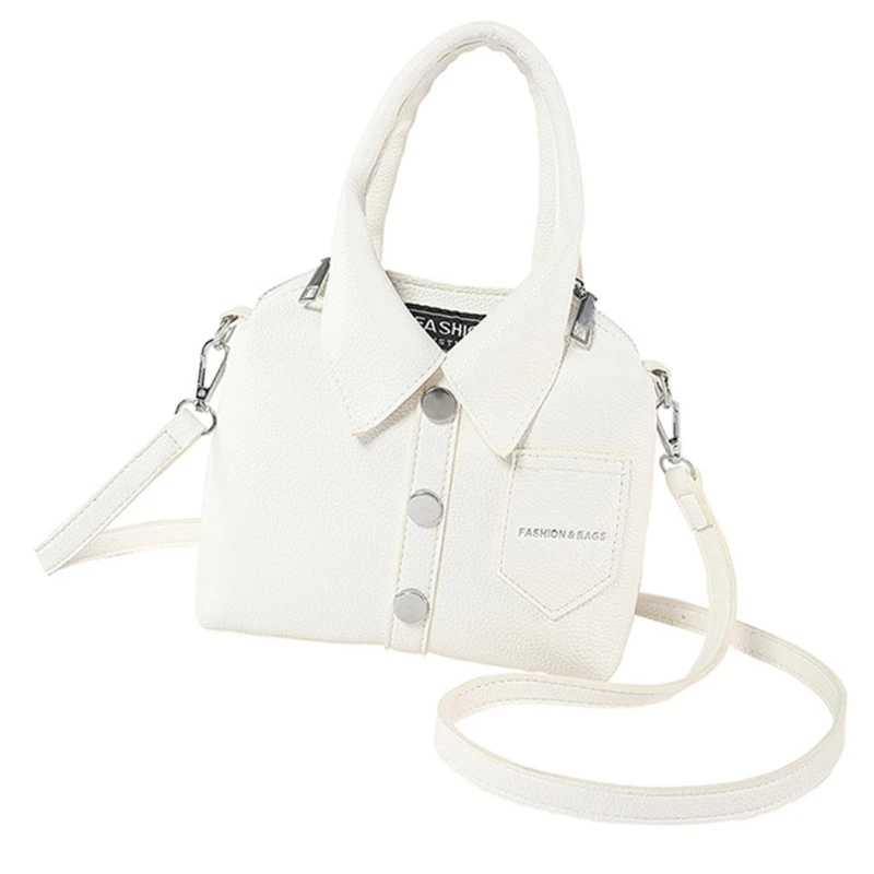 Small Handbag with Top Handle Fashionable PU Leather Shirt Crossbody Bag