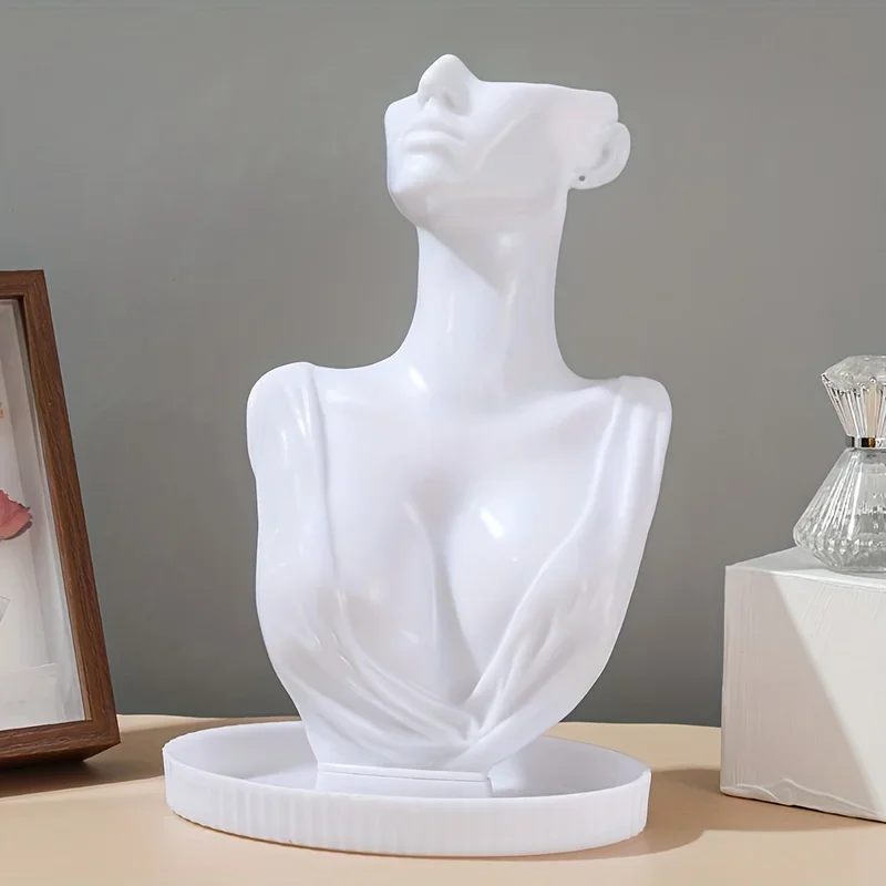 1pc Plastic Jewelry Display Stand With Tray For Necklaces And Earrings - Perfect Home Decor And Gift For Birthday, Christmas