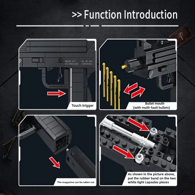 DIY Military Weapon Assembly Model Building Blocks M1911 Pistol Revolver MP7M10 Submachine Gun Holiday Gift Boy toy