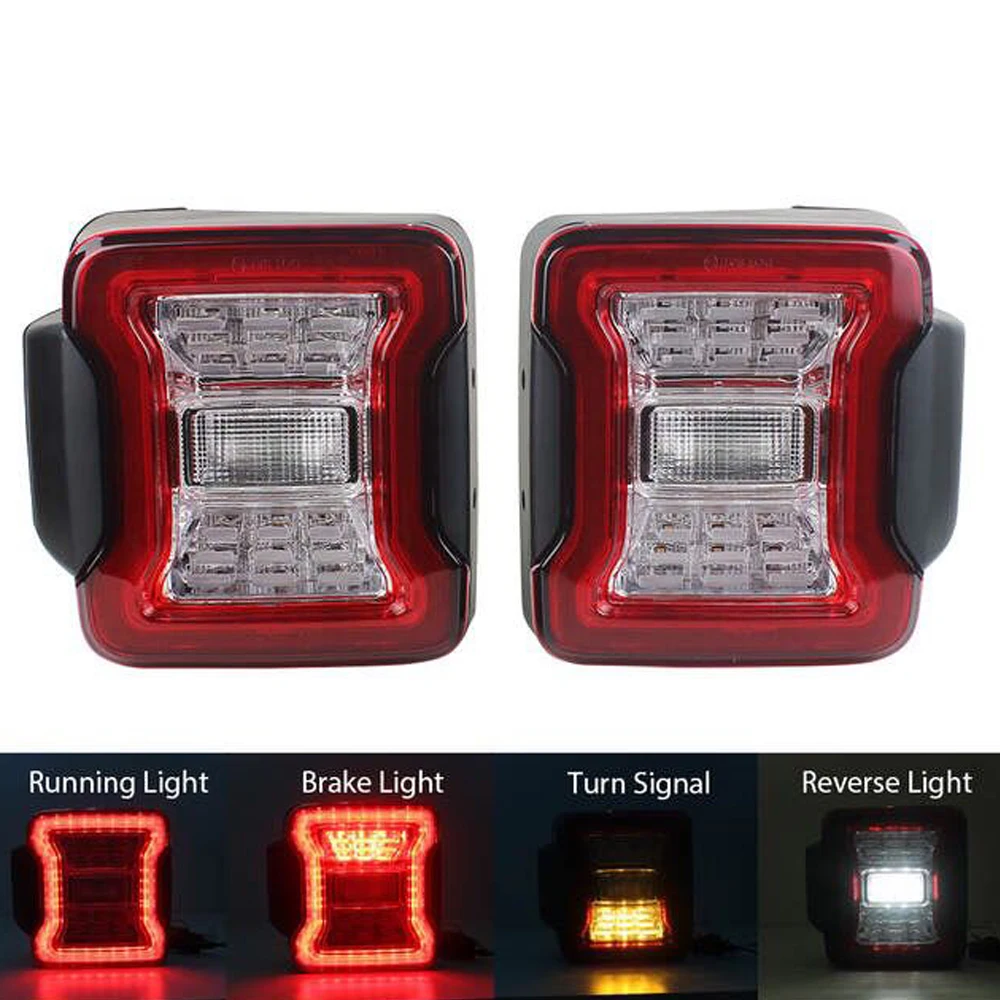 1 Pair ABS Led Taillight Rear Brake Back-up Taillights For Jeep Wrangler JK 2007-2017 J363