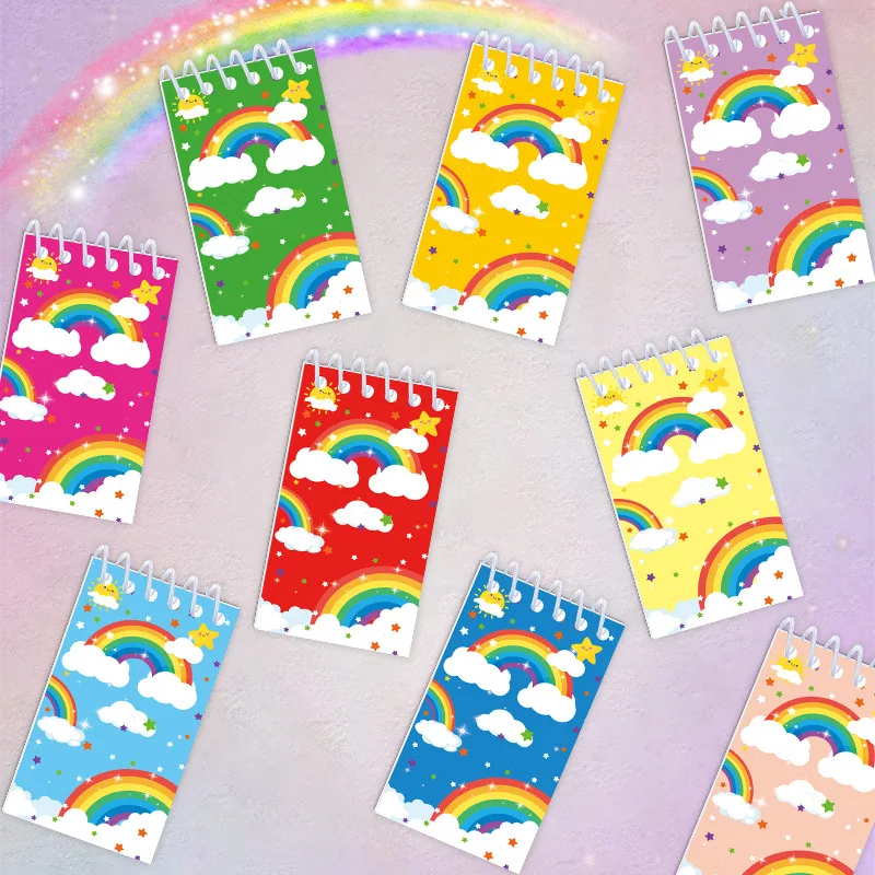 10Pcs Colorful Rainbow Theme Portable Coil Notebook Cloud Mini Notepad for Kids Birthday Baby Shower Party Favors School Rewards view 5