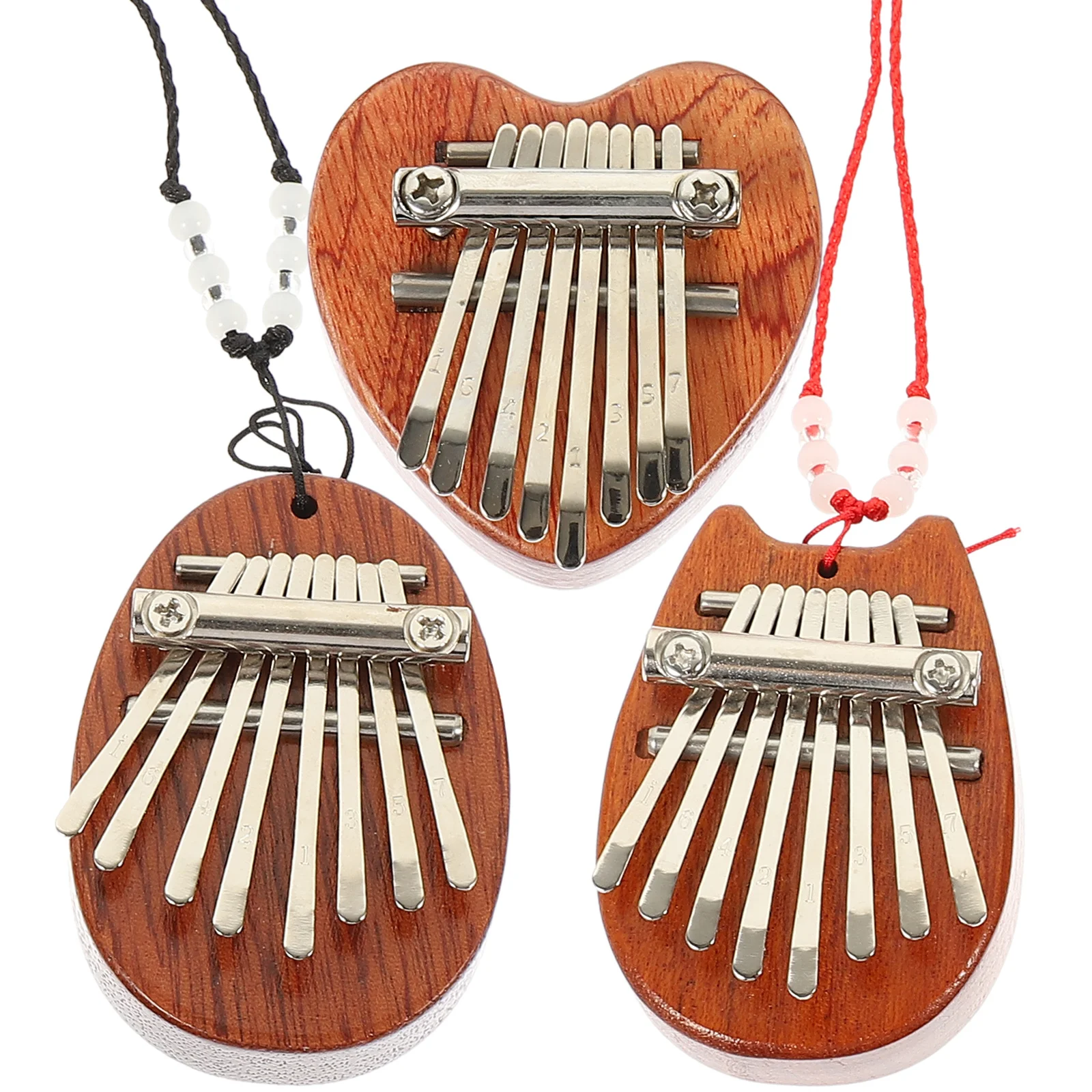 

3Pcs Portable Thumb Piano Mini Kalimba Wooden Finger Instrument 8-Note Melodious Sound Compact Sturdy Build for Travel Home Use
