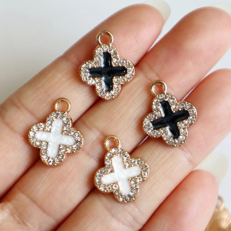 10PCS Fashionable Shiny Cross Zircon Alloy Enamel Pendant Charms Dangle DIY Necklace Bracelet Keychain Earrings Accessories - Image 3