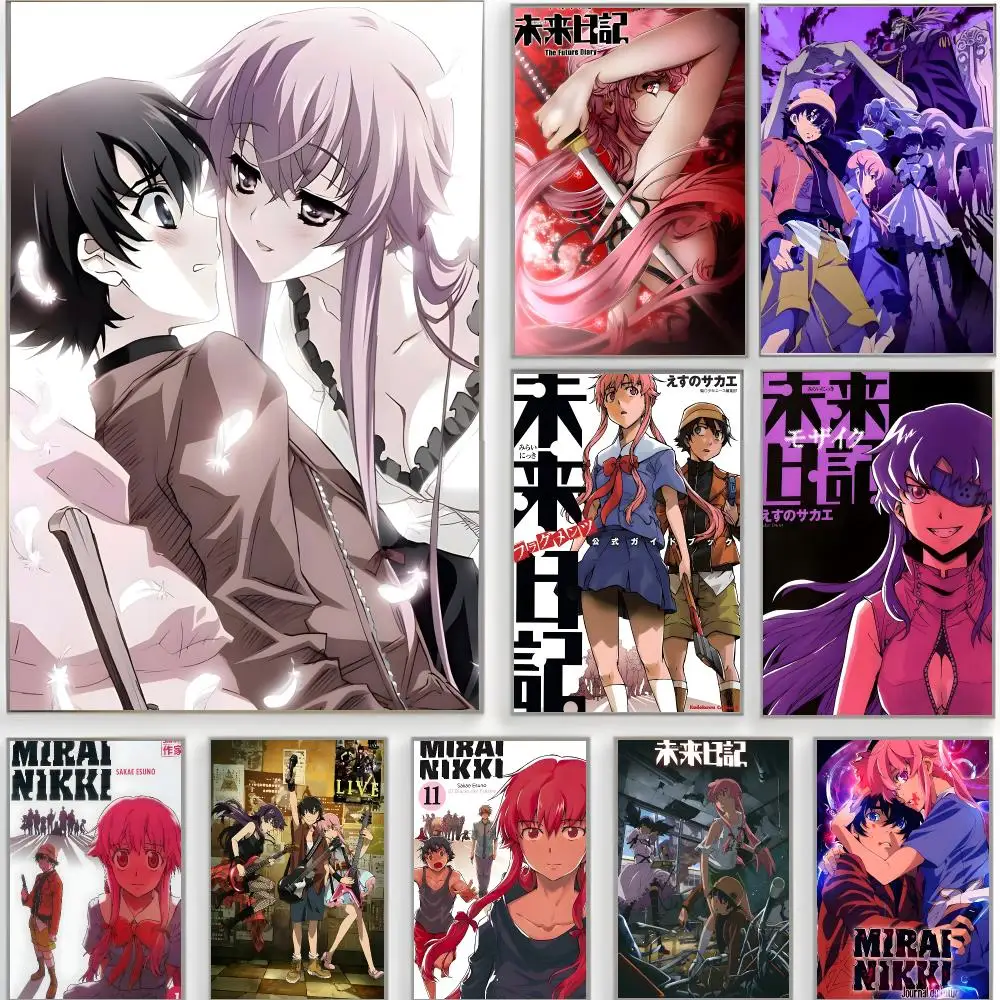 Thrilling Anime M-Mirai Nikki Poster Classic Wall Art  Home Decor  Peel and Stick Unframed
