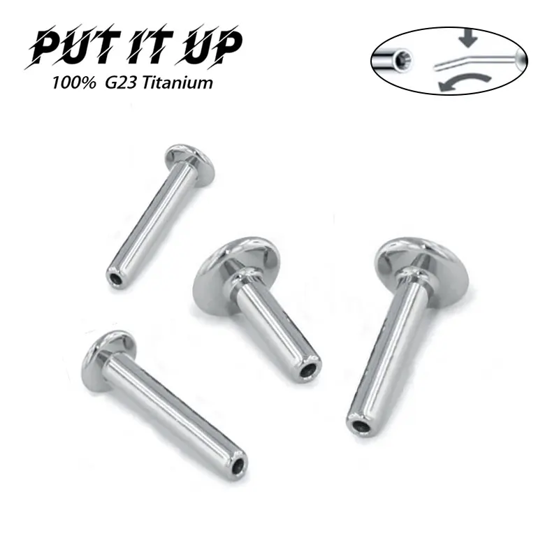 

10PCS G23 Titanium 16G 18G 20G Push In Plug Back Base Stud Earrings Lips Nose Piercing Tragus High Quality Polished Body Jewelry