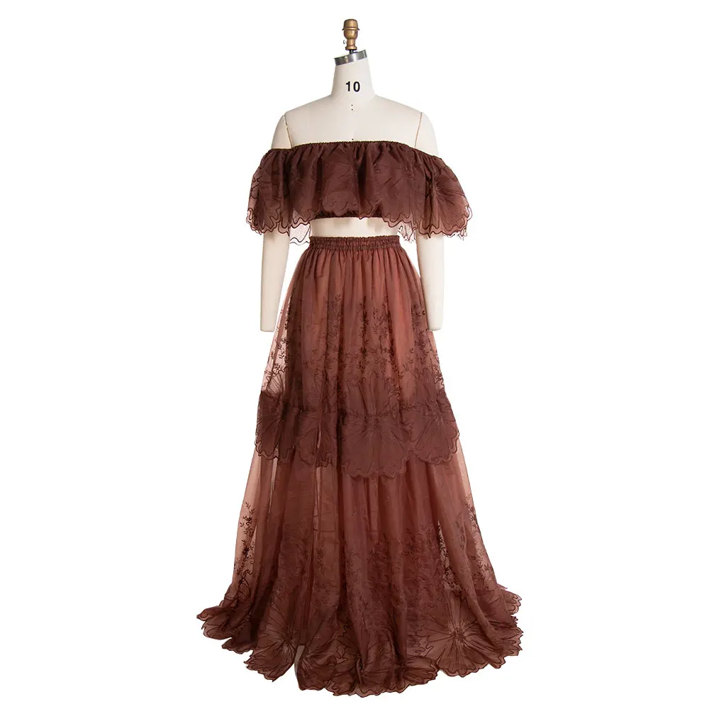 2 Piece Set Lace Boho Maternity Photoshoot Dresses Bohemian Long Dress for Photo Shoot Pregnancy Photoshoot Outfit YW240122
