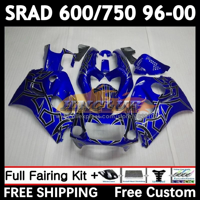 Body For SUZUKI silvery blue SRAD GSXR 600 750 GSXR600 1996 1997 1998 1999 2000 11No.6 GSX-R600 GSXR750 96 97 98 99 00 Fairing