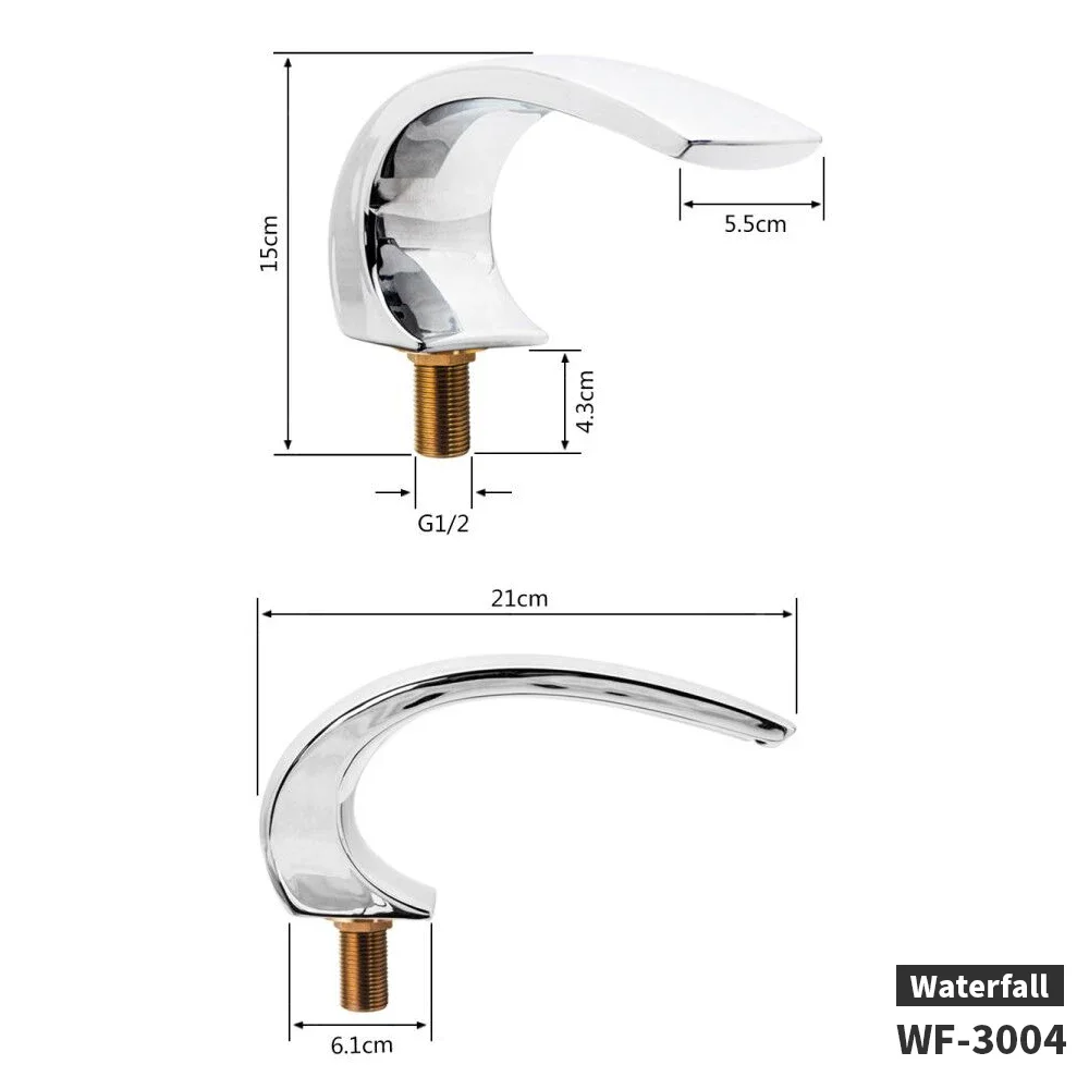 Stainless Steel Chromed Bathtub Waterfall Spout Bathtub Waterfall inlet Handle Shower Switch Valve