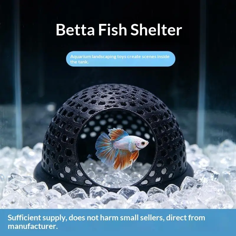 1/3/4 PCS 3D Printed Betta Fish Hide Shelter Smooth Safe Edge Hollow Breathable Fish Cave Decor Small Aquarium Fish Tank Ornamen