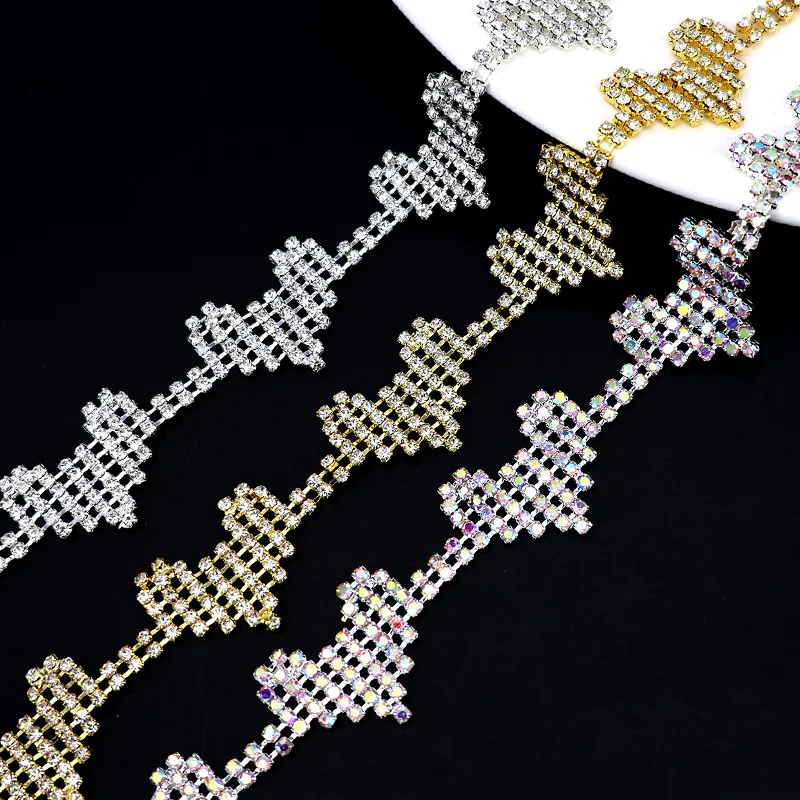 

10Yards Rhinestone Chain Trim Crystal Accessories DIY Craft Wedding Party Gift Diamond Decoration Heart-shaped Rhinestone Ribbon