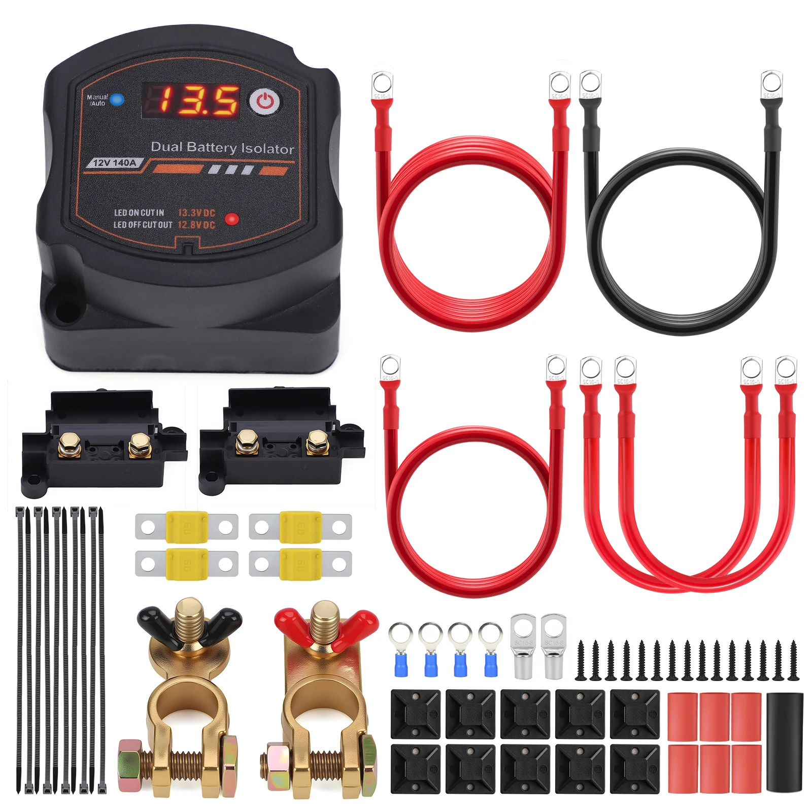 

New Smart Dual Battery Isolator 12V 140A Waterproof Digital Voltage Sensitive Relay VSR Switch For Car RV Camper UTV Boat Marine