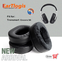 EarTlogis Replacement Ear Pads for Tronsmart Encore S6 S-6 Headset Parts Earmuff Cover Cushion Pillow