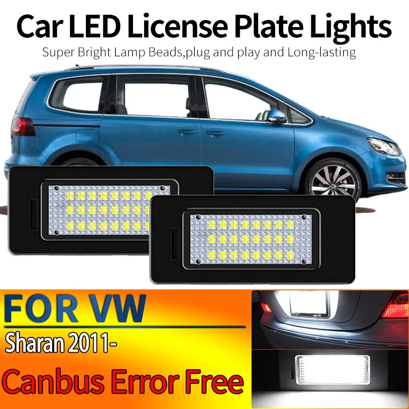 2 Stück Auto Canbus Fehlerfreie LED-Kennzeichenbeleuchtung Weiße Glühbirne für VW Sharan 7N 2011-aufwärts Nummernschildleuchte Zubehör Plug & Play