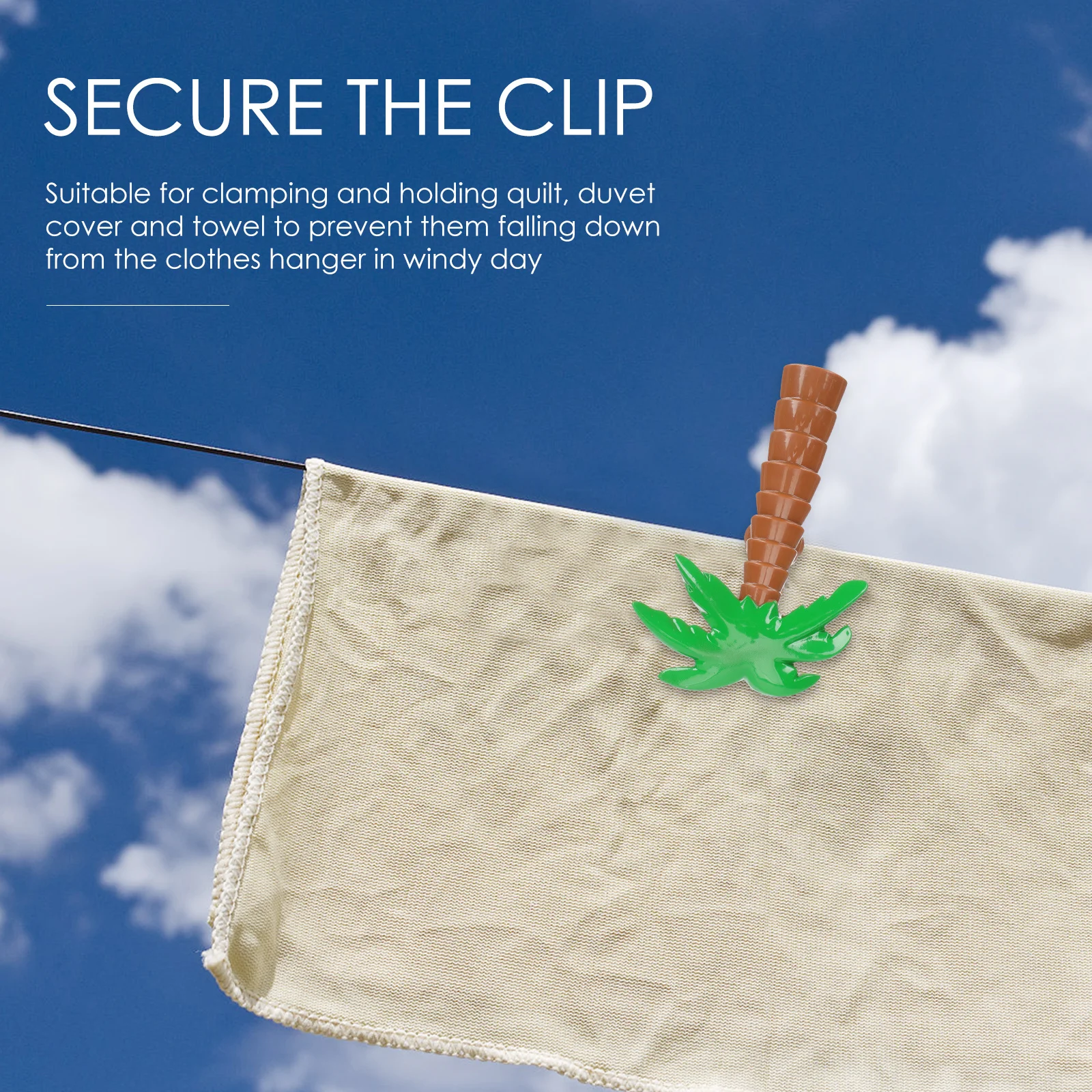 

2Pcs Palm Tree Towel Clips Plastic Non-Slip Beach Chair Clips Strong Windproof Towel Holder Clamp for Quilt Clothes