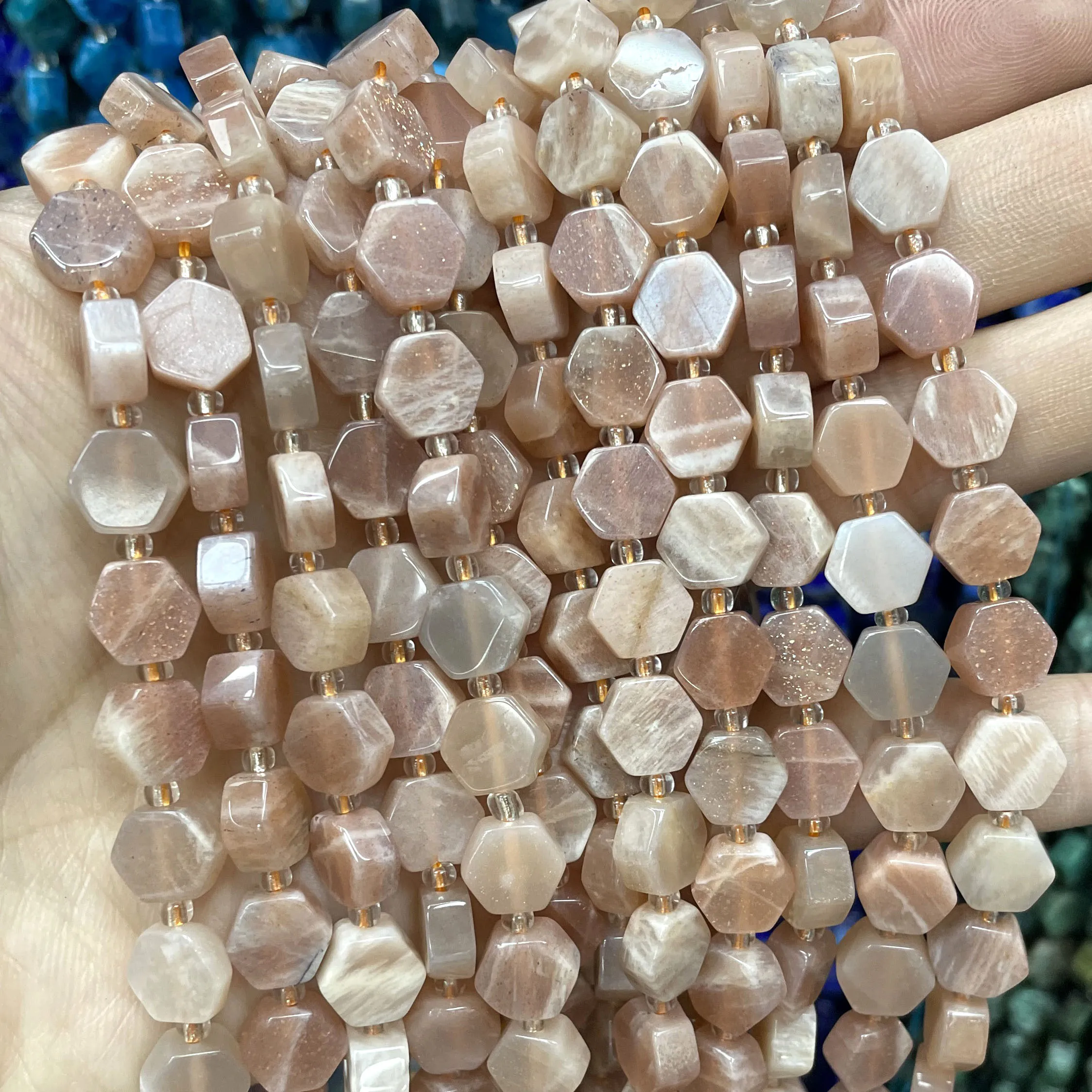 Naturalne klejnoty Sunstone nieregularne fasetowane Rondelle okrągłe luźne koraliki dystansowe do tworzenia biżuterii DIY bransoletka akcesoria naszyjnikowe