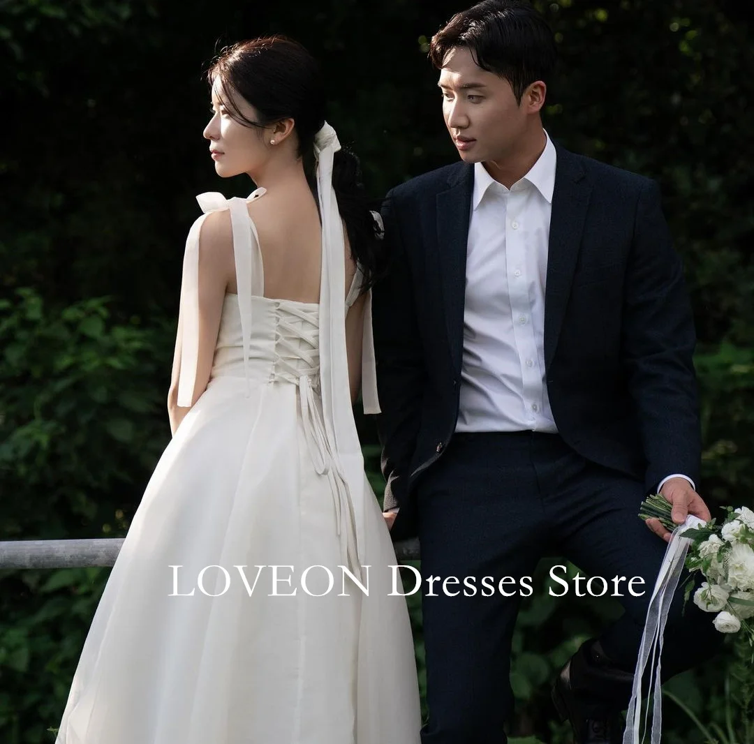 GIOIO Square Collar Korea Sleeveless Wedding Dresses Corset Princess 프롬드레스 Organza Backless Bride Gowns Party Women Bride