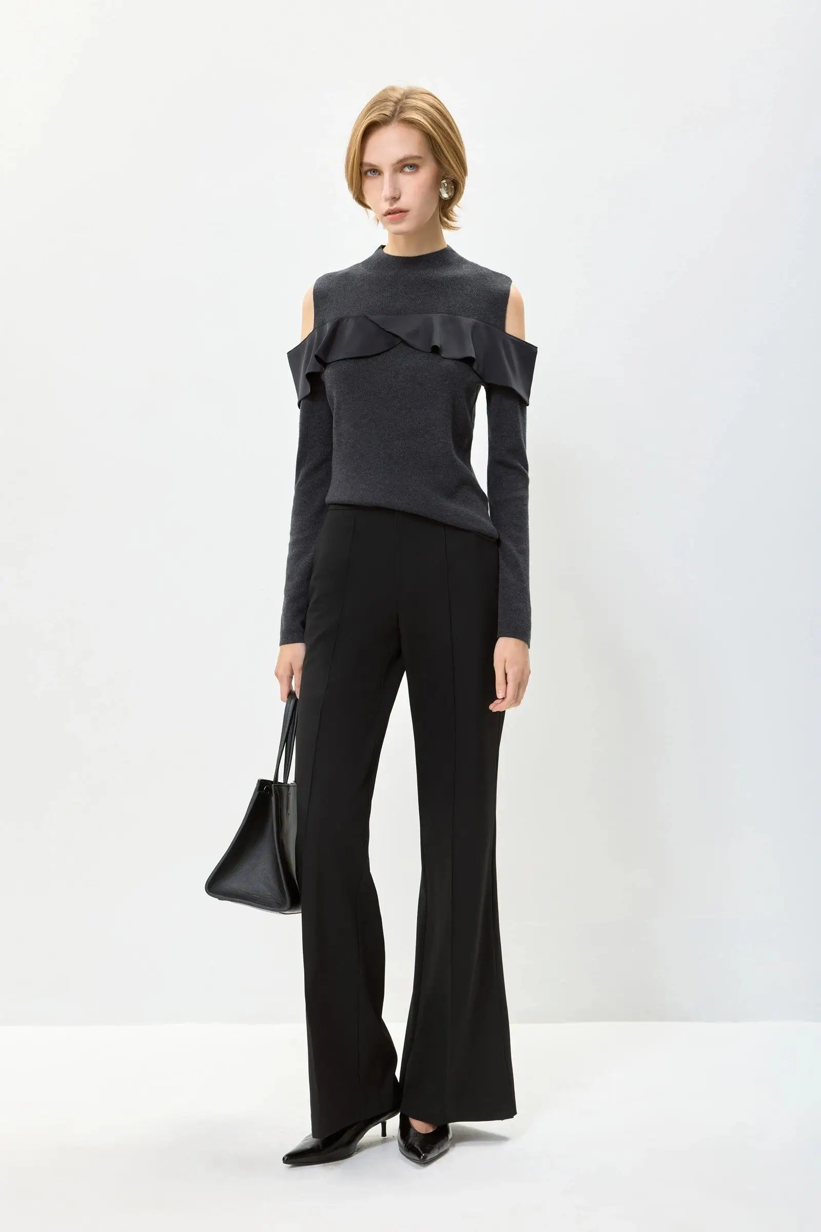 LILY Lace Trim Off-Shoulder Knit