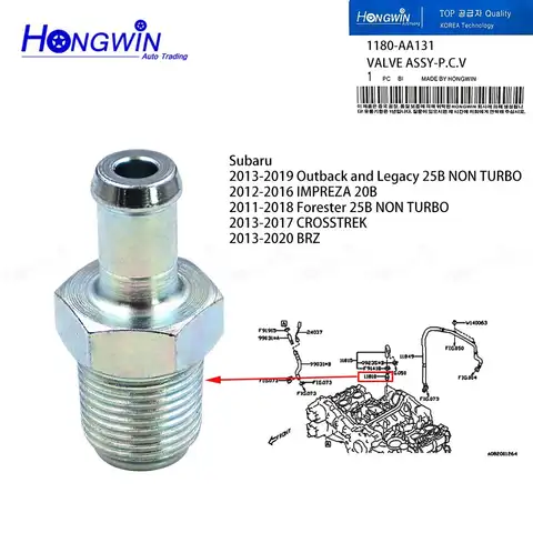 포지티브 크랭크 케이스 환기 PCV 밸브 11810AA131 11810AA130 스바루 아웃백 및 레거시 25B NON TURBO IMPREZA 20B Forester 용 Best5 포지티브 크랭크 케이스 환기 PCV 밸브 11810AA131 11810AA130 스바루 아웃백 및 레거시 25B NON TURBO IMPREZA 20B Forester 용 Best5