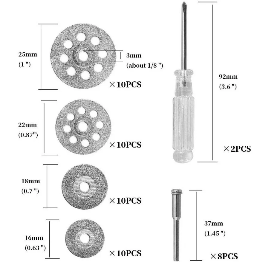 Diamond Cutting Disc Set 50 Pieces For Woodworking and Metal Double Mesh Saw Blade