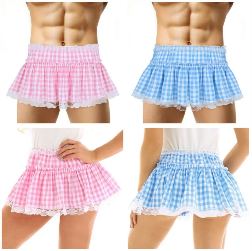 

Cosplay Women's Sissy Men's Fancy Skirts Plaid Hem School Micro Mini Skirts