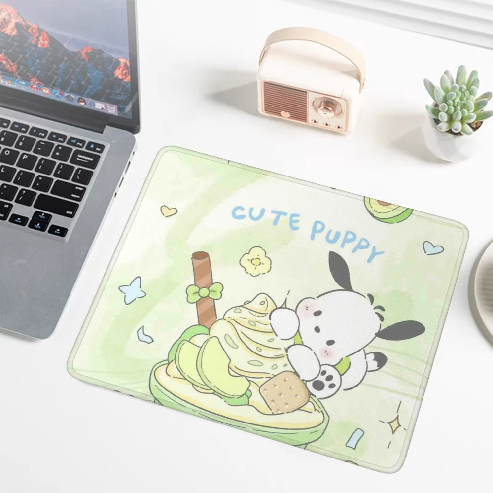 Small Kawaii Pochacco Mouse Pad Rubber Mat Sanrio Computer Gamer Cute Gaming Laptops Mausepad Pc Accessories Deskmat Mousepad