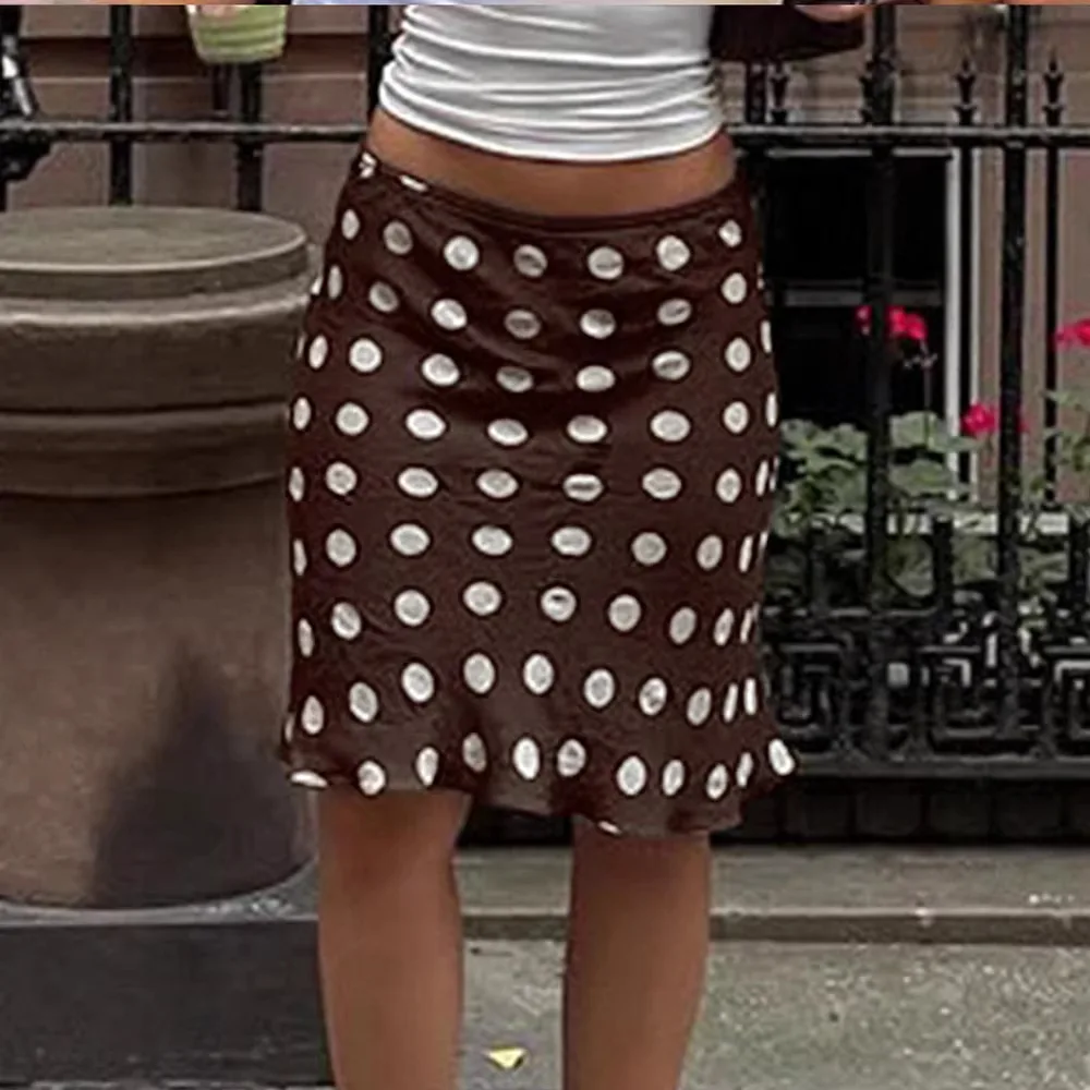 Vintage Summer Skirts Polka-dot Print Maxi Skirt A-line Versatile Skirt Women Y2k Tulle Skirt Gothic Harajuku Skirts Streetwear