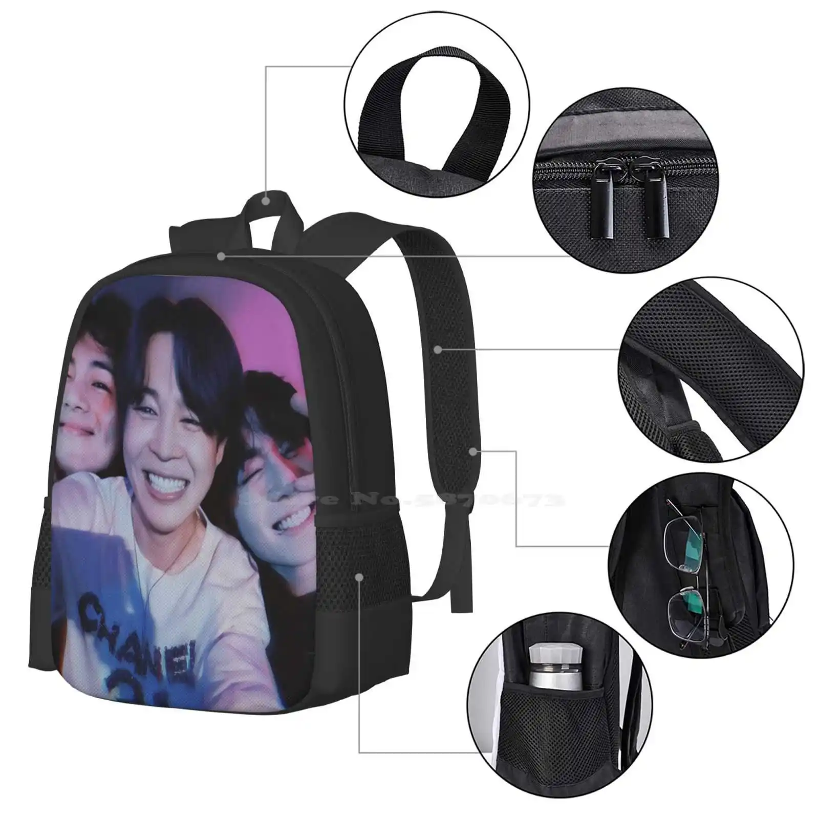 Vminkook Hot Sale Schoolbag Backpack Fashion Bags Vminkook Park Jimin Jeon Jungkook Kim Taehyung Vkook Taekook Jikook Memories