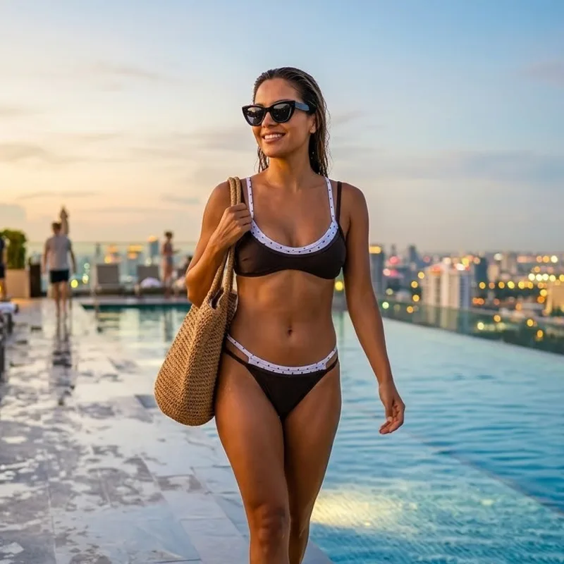 

2026 New Sexy Patchwork Bikini Two Piece Swimwear Split Swimsuit For Women And Couples Beach Pool Vacation Summer Party Gift